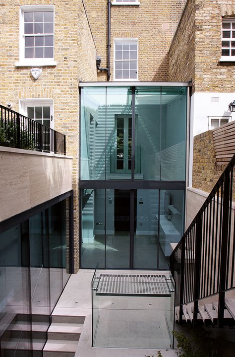 Double storey extension ideas: Glass box extension by IQ Glass Timber Frame Extension, Basement Flat, Side Return Extension, Minimal Windows, Kentish Town, Glass Extension, Rear Extension, Extension Designs, Loft Conversion