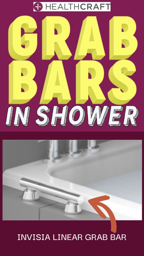 Invisia Linear Shower Grab Bar. Steady support without compromising the beauty of the space. Can be installed vertically, horizontally or diagonally. Are you looking for a grab bar that doesn’t look like a hospital-style bar? This stylish grab bar is perfect for anyone who wants to add elegance to their bathroom while maintaining a safe environment. Grab Bars In Shower, Decorative Grab Bars In Bathroom, Tub Grab Bar Placement, Grab Bars For Toilet, Ada Shower Grab Bar Placement, Shower Safety Grab Bar, Shower Grab Bar, Grab Bars In Bathroom, Safe Environment