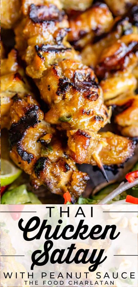 Easy Thai Peanut Sauce, Tofu Satay, Chicken Satay With Peanut Sauce, Satay Skewers, Chicken Thigh Seasoning, Thai Chicken Satay, Chicken Satay Skewers, Chicken Satay Recipe, Satay Recipe