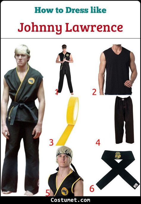 Johnny Lawrence (The Karate Kid) Costume for Cosplay & Halloween 2022 Cobra Kai Costume, Daniel Larusso Shower Costume, Karate Kid Costume, Johnny From Karate Kid, Jonny Lawrence Karate Kid, Karate Outfit, Karate Pants, Chozen Toguchi Karate Kid, 80s Halloween Costumes