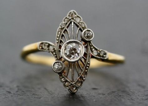 Swoon  Gorgeous ring Bijoux Art Deco, Vintage Art Deco Rings, Marquise Ring, Art Deco Engagement, Deco Engagement Ring, Deco Ring, Art Deco Engagement Ring, Art Deco Diamond, Deco Jewelry