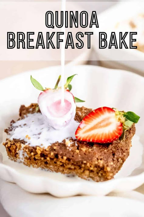 Quinoa Breakfast Bake, Cinnamon Quinoa, Banana And Cinnamon, Quinoa Recipes Breakfast, Quinoa Oatmeal, Vegan Baked Oatmeal, Quinoa Bake, Vegan Breakfast Casserole, Baked Oatmeal Recipe