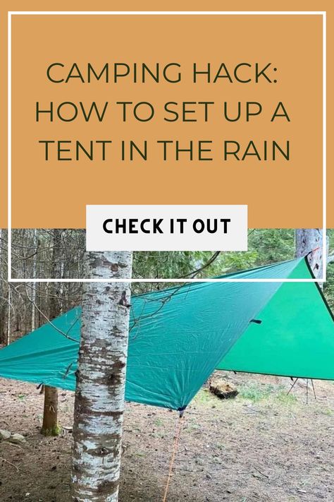 [object Object] Camping In Rain Hacks, Rain Tent, Tent Hacks, Camping Hack, Nomadic Life, Tent Camping Hacks, Camping Tarp, Camping In The Rain, Camping Set Up