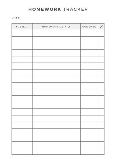 Homework Tracker, Homework Tracker Printable, Homework To Do List, Homework Planner, Homework Log, Homework Organizer, Homework Checklist plannerpages #freeplannerinserts🍇.