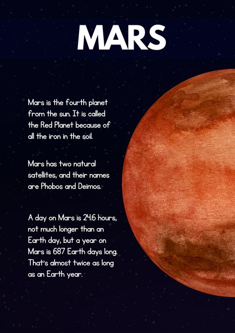 About Mars Planet, Mars The Planet, 3d Mars Planet Project, Mars Planet Project, Mars Planet Art, Mars Facts For Kids, Facts About Mars, Mars Drawing, Marvel Tribute