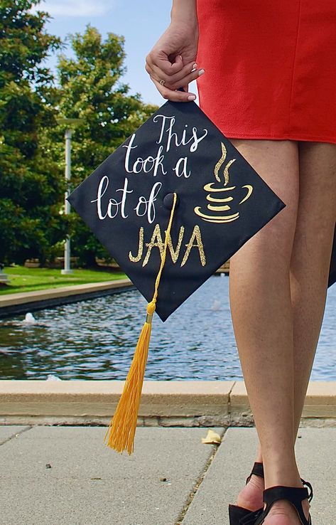 Computer Science Photoshoot, Computer Graduation Cap, Computer Science Grad Cap, Computer Science Cap Decoration, Graduation Cap Designs Computer Science, Computer Science Graduation Pictures, Computer Science Graduation Cap, Computer Science Graduation, College Cap Decorations