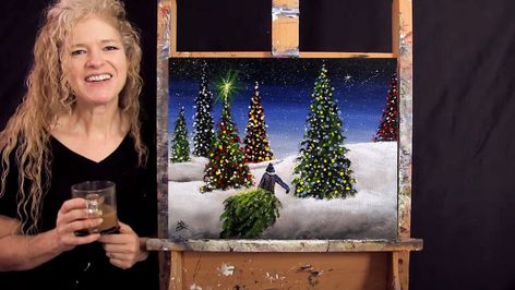 Paint and Sip at Home — Michelle the Painter Easy Diy Acrylic Painting, Paint And Sip At Home, Michelle The Painter, Holiday Portraits, Painting Video, Painting Christmas, Acrylic Painting Lessons, Canvas Painting Tutorials, Christmas Painting