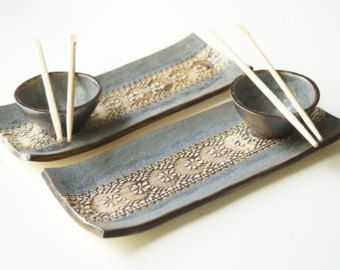 Sushi Tray, Sushi Dishes, Slab Ceramics, Pottery Platter, Sushi Set, Pottery Form, Sushi Plate, Handmade Plates, Pottery Handbuilding