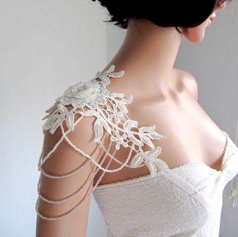 Bridal Body Jewelry, Shoulder Chain Jewelry, Backdrop Necklace Wedding, Detachable Wedding Dress, Unique Wedding Jewelry, Shoulder Jewelry, Shoulder Necklace, Lace Necklace, Lace Body