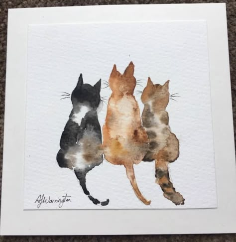 Watercolour Cats, Watercolor Cats Simple, Watercolour Cat, Watercolor Cats, Cute Cat Watercolor Paintings, Watercolour Cats Painting Simple, Two Cats Watercolor, Calico Cat Watercolor Paintings, Cats Art Drawing