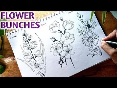 (22) How To Draw FlOWER BRANCHES | Flower BUNCH Drawing Tutorial Step By Step For Beginner's - YouTube Flower Step By Step, Watercolor Flowers Tutorial, Flower Branch, Bunch Of Flowers, Gouache Painting, Flower Tutorial, Fall Flowers, Flower Drawing, Drawing Tutorial