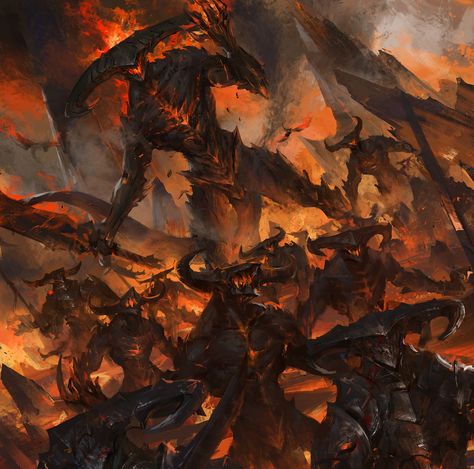 Demon Army – Immortal Kings Miniatures Demon Army, Fire Demon, Fantasy Demon, Alien Character, Creature Artwork, Cool Monsters, World Of Darkness, Cosmic Horror, Demon Art