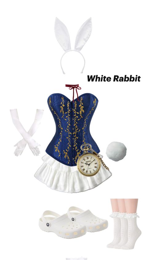 🐰💙 Rabbit Halloween Costume, White Rabbit Costume, Halloween Constumes, White Rabbit Costumes, Rabbit Halloween, Horror Halloween Costumes, Classy Halloween Costumes, Matching Halloween Costumes, Princess Halloween Costume