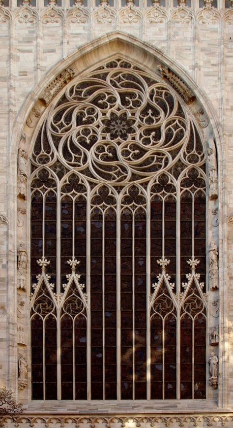 Gothic Architecture Interior, Duomo Milano, Gothic Windows, Cathedral Architecture, Gothic Cathedral, Cathedral Windows, Gothic Church, Church Windows, Gothic Design