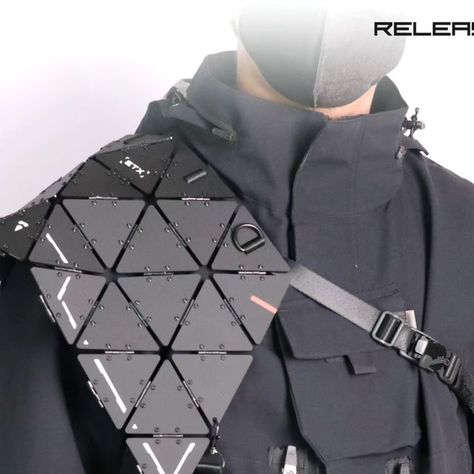 Techwear Armor, Cyberpunk Cloak, Techwear Helmet, Half Cloak, Tech Clothes, Cyberpunk Accessories, Tech Armor, Futuristic Tech, Futuristic Clothing