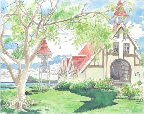 Mauritius Drawing, Sims Builds, Tropical Painting, Tropical Art, Urban Sketching, Art Tips, Mauritius, Art Drawings Sketches, Drawing Art