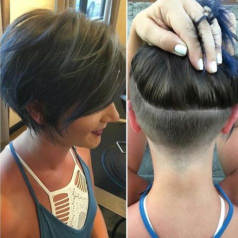 ❤❤Credits to @katierosehair More hairstyle Undercut Bob Haircut, Choppy Bob Hairstyles, Short Hair Undercut, Trendy Short Haircuts, Penteado Cabelo Curto, Kaley Cuoco, 짧은 머리, Trending Hairstyles, Undercut Hairstyles