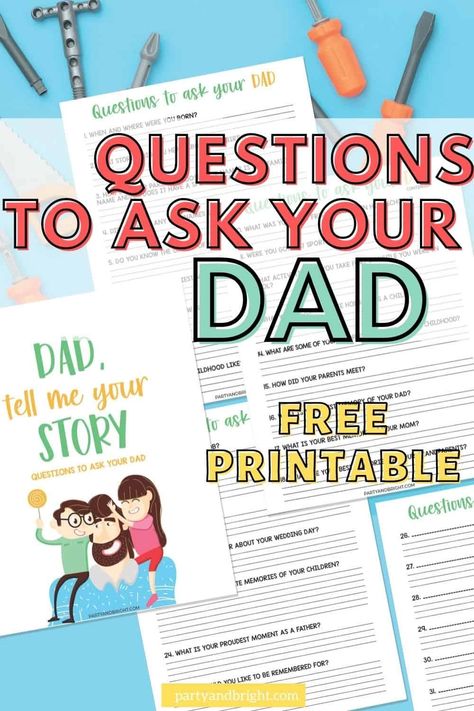 Free Printable Journal, Dad Printable, Dad Advice, Mom Printable, Childhood Stories, First Time Dad, In Memory Of Dad, Dad Birthday Card, Printable Journal