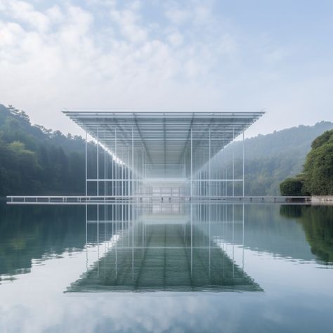 Glass Structure, Renzo Piano, Body Of Water, Clear Glass, Architecture, Glass, Water