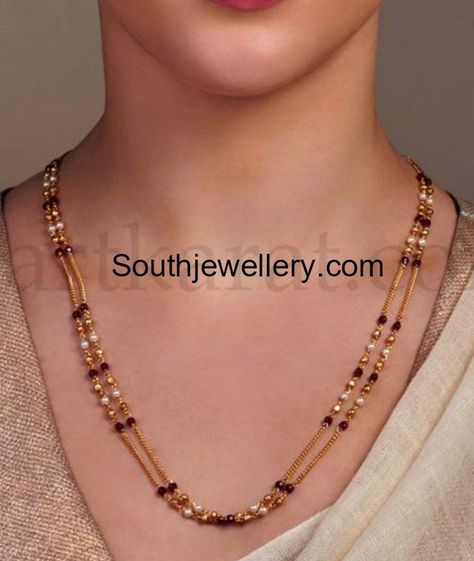 Two Line Simple Black Beads Mangalsutra Chain Simple Black Beads, Bangel Design, Mala Designs, Black Beats, Mangalsutra Chain, Mangalsutra Design, Black Beads Mangalsutra, Black Beads Mangalsutra Design, Modern Gold Jewelry