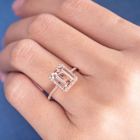 Rose Gold Morganite Engagement Ring, Unique Wedding Anniversary Gifts, Gold Morganite Engagement Ring, Boda Mexicana, Rose Gold Morganite, Unique Diamond Rings, Engagement Rings Bridal Sets, Amber Ring, Morganite Engagement