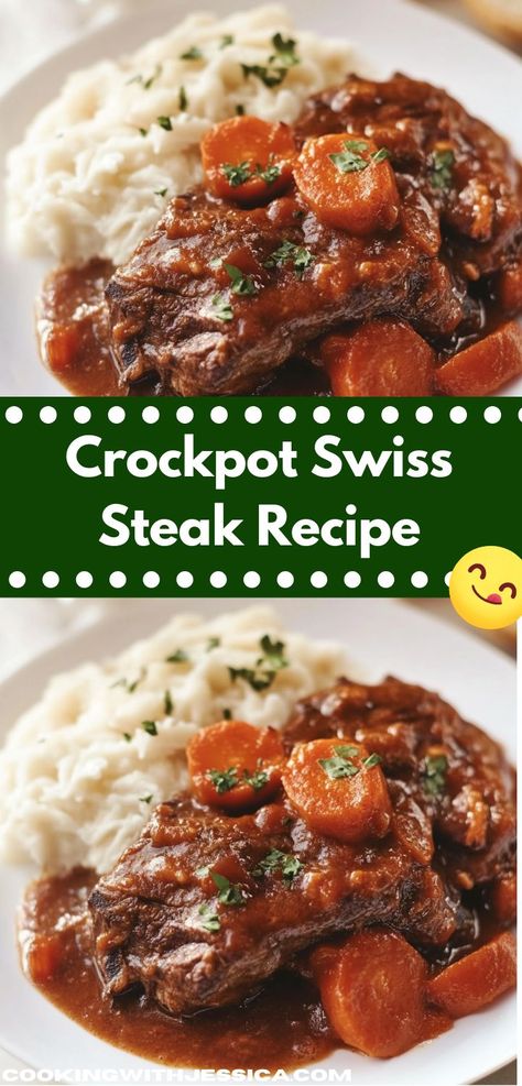 Looking for a hearty meal that the whole family will love? This Crockpot Swiss Steak Recipe combines tender beef with flavorful gravy, making it one of the best dinner recipes for busy weeknights. Crockpot Swiss Steak Recipes, Dinner Ideas Easy Beef, Swiss Steaks, Crockpot Swiss Steak, Swiss Steak Crockpot, Beef Ground Recipes, Tasty Ground Beef Recipes, Simple Ground Beef Recipes, Swiss Steak Recipe