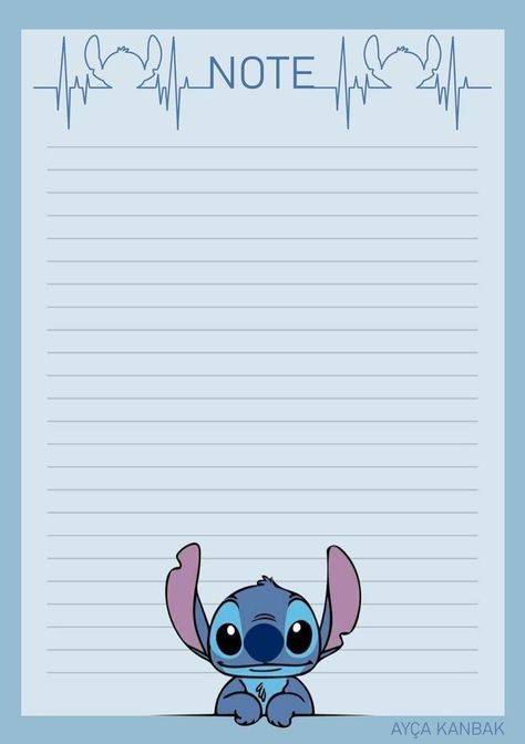 Cute Letter Paper, Disney Writing, Free Printable Stationery Paper, Note Cute, Cute Printables, Notebook Paper Template, Stitch Paper, ليلو وستيتش, Cute Note