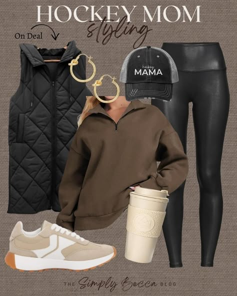 Hockey Mom Outfit, Fashion With Sneakers, Mom Attire, Date Night Attire, Casual Fall Winter Outfits, Leisure Outfits, Trendy Mom Outfits, Casual Mom Style, Snow Outfits