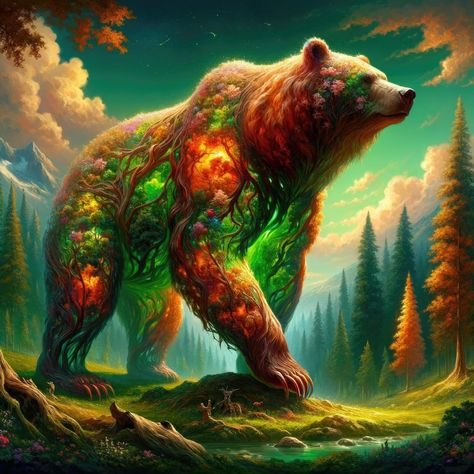 Bears of the Elements 🍃💨🔥💧 #aiart #aiartworks #aiartdaily #generativeart #aiartcommunity #digitalart #generatedart #art #digitalpainting #artist #artwork #digitalartist #characterdesign #characterart #fantasyart #fantasyartwork #fantasy #bear #elementalmagic Magic Bear Fantasy Art, Bear Fantasy Art, Fantasy Bear, Kingdom Vibes, Arte Dark, Mythical Animals, Book Vibes, Fallen Kingdom, Mystical Animals