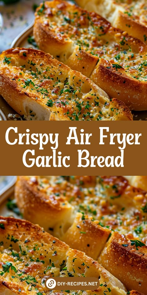 Achieve irresistibly crunchy garlic bread effortlessly using this straightforward Air Fryer method. Packed with flavor and incredibly simple to prepare! Ninja Air Oven Recipes, Homemade Garlic Bread Air Fryer, Garlic Bread Recipe Air Fryer, Air Fryer Recipes Italian, Air Fryer Garlic Toast, Fabulously Frugal Air Fryer Recipes, Air Fryer Sliders Recipes, Best Air Fryer Recipes Breakfast, Air Fry Garlic Bread