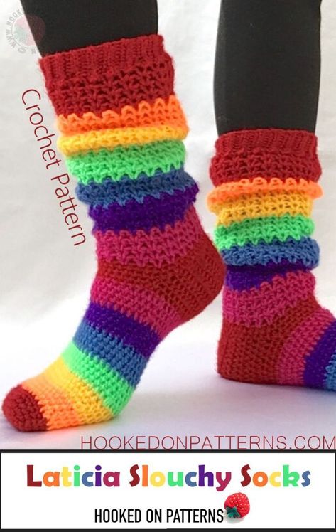 Socks Crochet Pattern, Crochet Sock Pattern Free, Slouchy Socks, Socks Ideas, Socks Crochet, Crochet Socks Pattern, Rainbow Socks, Crochet Slipper Pattern, Modern Crochet Patterns