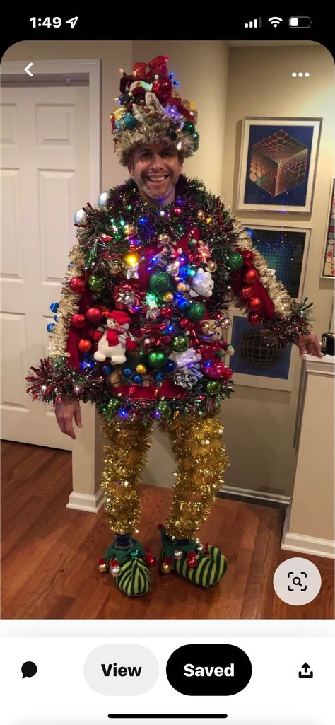 Ridiculous Christmas Outfits, Tacky Holiday Outfits, Tacky Halloween Decorations, Crazy Christmas Costumes, Ugly Christmas Outfit Ideas, Christmas Party Outfits Funny, Diy Christmas Costumes For Women, Crazy Christmas Outfits, Diy Ugly Christmas Sweater Ideas Funny