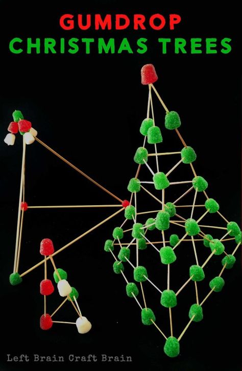 Gumdrop Christmas Trees are a yummy building activity for your little architect.  Builds STEM skills - Christmas style! Stem Kindergarten, Holiday Stem, Brain Craft, Tall Christmas Trees, Tree Stem, Christmas Science, Christmas Stem, Left Brain, Recreation Therapy