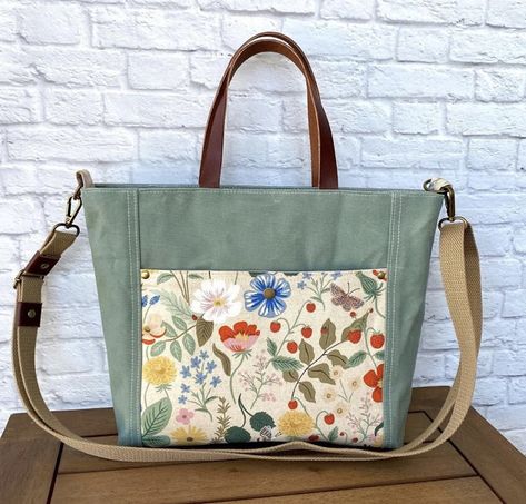 Waxed Canvas Tote Bag, Diy Bags Patterns, Diy Bags Purses, Tote Bags Sewing, Handbag Patterns, Tote Pattern, Purse Patterns, Fabric Bags, Waxed Canvas