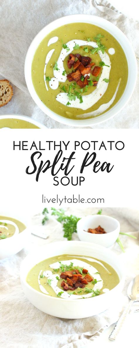 Easy Healthy Meal, Potato Bacon Soup, Split Pea Soup Recipe, Healthy Potatoes, Split Pea Soup, Creamy Potato, Pea Soup, Split Pea, Easy Soups