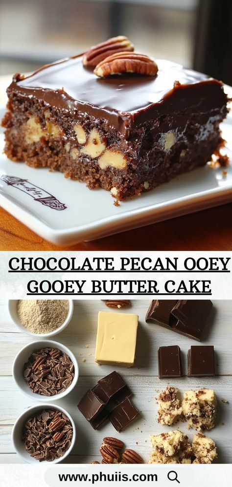 Indulge in the rich, decadent layers of this Chocolate Pecan Ooey Gooey Butter Cake, a delightful dessert that combines the beloved flavors of chocolate and pecans with a gooey, buttery filling. This cake is perfect for any occasion, whether it’s a family gathering, a holiday celebration, or simply a sweet treat to enjoy at home. Ooey Gooey Butter Cake, Gooey Butter, Gooey Butter Cake, Chocolate Pecan, Ooey Gooey, Halloween Desserts, Halloween Snacks, Butter Cake, Sweets Treats