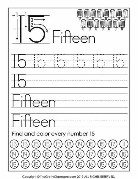 Free Number Worksheets. Students work on preschool math skills with this free Summer Numbers printable set. Covers numbers 1-20 with number formation skills, counting, writing, tracing, number words and more. Number 15 Worksheet Kindergarten, Number 15 Worksheets Preschool, Number 15 Worksheet, Pre K Math Worksheets, Grade R Worksheets, Number Worksheets Kindergarten, Preschool Number Worksheets, Preschool Mom, Number Formation