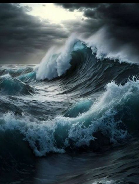 Wave Wall, Dark Blue Art, Ocean Paintings, Ocean Storm Aesthetic, Stormy Waves, Ocean Waves Photography, Ocean Landscape Painting, Big Ocean Waves Stormy Sea, Ocean Storm