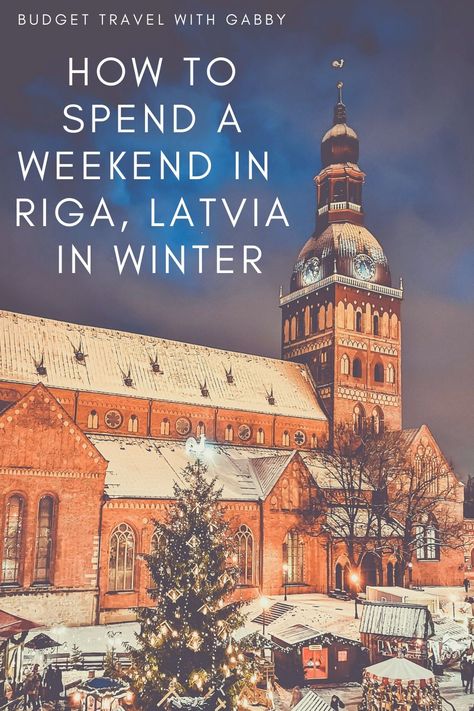 How to spend a weekend in Riga, Latvia in the winter. Riga, Latvia in winter is magical, even though it is cold!! Riga is an underrated European travel destination, so I highly recommend people try and visit while backpacking in Europe. Riga Latvia Winter, Riga Winter, Riga Travel, Backpacking In Europe, Latvia Travel, 2024 Travel, Instagram Places, Riga Latvia, Weekend Breaks