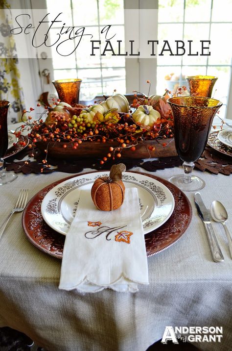 anderson + grant: Setting a Table for Fall Transferware Tablescape, Setting A Table, Beginning Of Fall, Thanksgiving Tablescape, Brown Transferware, Fall Table Settings, Autumn Table, Fall Tablescapes, Thanksgiving Table Settings