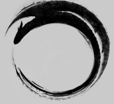 Enso Dragon Tattoo, Ouroboros Tattoo Shoulder, Ouroboros Tattoo, Yin Yang Tattoos, Circle Tattoo, Neck Tattoos, Hand Tattoos For Guys, Wings Tattoo, Ancient Symbols