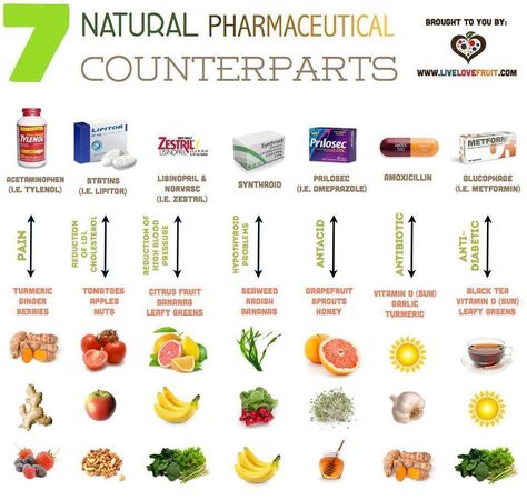 Natural Pharmaceutical Counterparts Chart  ---   Going the homeopathic route is always my preference over more chemicals and pills for everyday health problems. Handy little chart for substitutions in the medicine cabinet!! Holistic Remedies, Natural Health Remedies, Organic Health, Alternative Health, Natural Home Remedies, Back To Nature, Health Info, Natural Medicine, Alternative Medicine