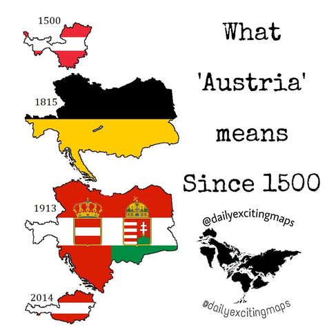 Austria 🇦🇹 from 1500 to 2018 Follow @dailyexcitingmaps for more! Thoughts? 💫 #austria #vienna #austrian #german #hungary #europe #history… World History Map, Europe History, Austria Hungary, Austria Vienna, Italy Map, Historical Facts, Flags Of The World, Us History, Historical Maps