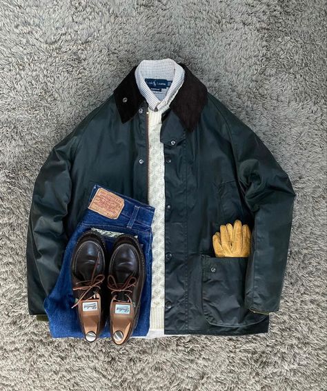 Wax Jacket Outfit, Barbour Style Men, Outer Outfit, Tyler The Creator Outfits, Levis Shoes, Barbour Style, Wax Jacket, Classy Outfits Men, Gents Fashion