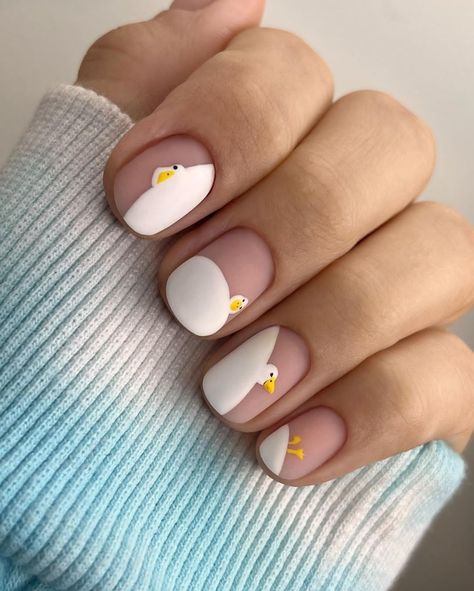 Halloweenský Makeup, Minimal Nails Art, Hello Nails, Cute Simple Nails, Duck Nails, Simple Gel Nails, Minimal Nails, Summery Nails, Animal Nails