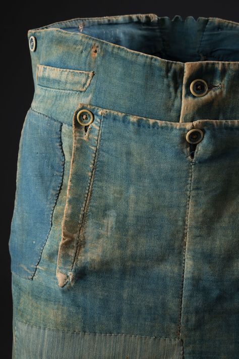 Men’s denim and brushed cotton work pants, circa 1840. Photo: The Museum at FIT Jeans Recycling, 19th Century Men, Moda Denim, Denim Workwear, Mens Work Pants, Denim Projects, Elsa Schiaparelli, Estilo Denim, Mode Jeans