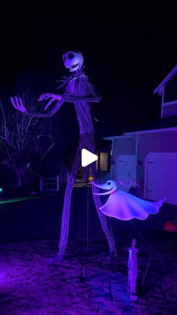 Kelsey Hermanson on Instagram: "Our Nightmare before Christmas yard decorations are ready for Halloween 🖤🎃💜 #nightmarebeforechristmas #timburton #jackskellington #halloween #disneyland #disneyworld #disneyparks #shopdisney #disney #disneyhouse #disneyroom #disneyfamily #disneystyle #disneygram #disneydecor #disneyhome" Nightmare Before Christmas Yard Decorations, Jack Skellington Decorations, Nightmare Before Christmas Yard, Disney Rooms, Nightmare Before Christmas Halloween, Christmas Yard Decorations, Yard Decorations, Disney Decor, Ready For Halloween