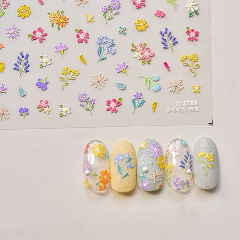 Embossed Sticker Embossed Flower Nails, Embossed Sticker, Nail Decals Designs, 3d Flower Nails, Rose Nail Art, Japanese Nail, Glass Nail, Nail Art Stickers Decals, Flower Nail Designs