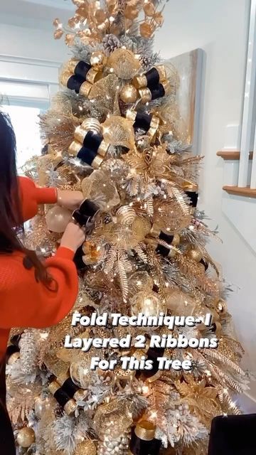 How To Put Ribbon On A Christmas Tree Tips, How To Layer Ribbon On Christmas Tree, How To Add Tulle To Christmas Tree, Christmas Tree Lace Ribbon, Different Ways To Put Ribbon On Christmas Tree, Mesh Ribbon Christmas Tree Tutorial, How To Christmas Tree Decorate, How To Do Ribbon On Christmas Tree Video, Gold Ribbon On Christmas Tree