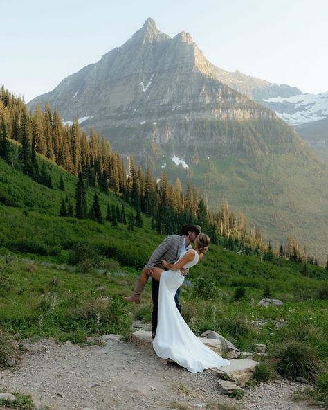 Montana Bride | Wedding Inspiration | This is forever 🫶🏻 #glaciernationalpark Photo @emmakaylinphoto (#MBV) Beauty @rachelnessmua | Instagram Wedding Venue Montana, Married On A Mountain, Elope Montana, Wedding In Montana, Telluride Elopement, Montana Bride, Montana Wedding Venues, Mountain Bridals, Getaway Wedding